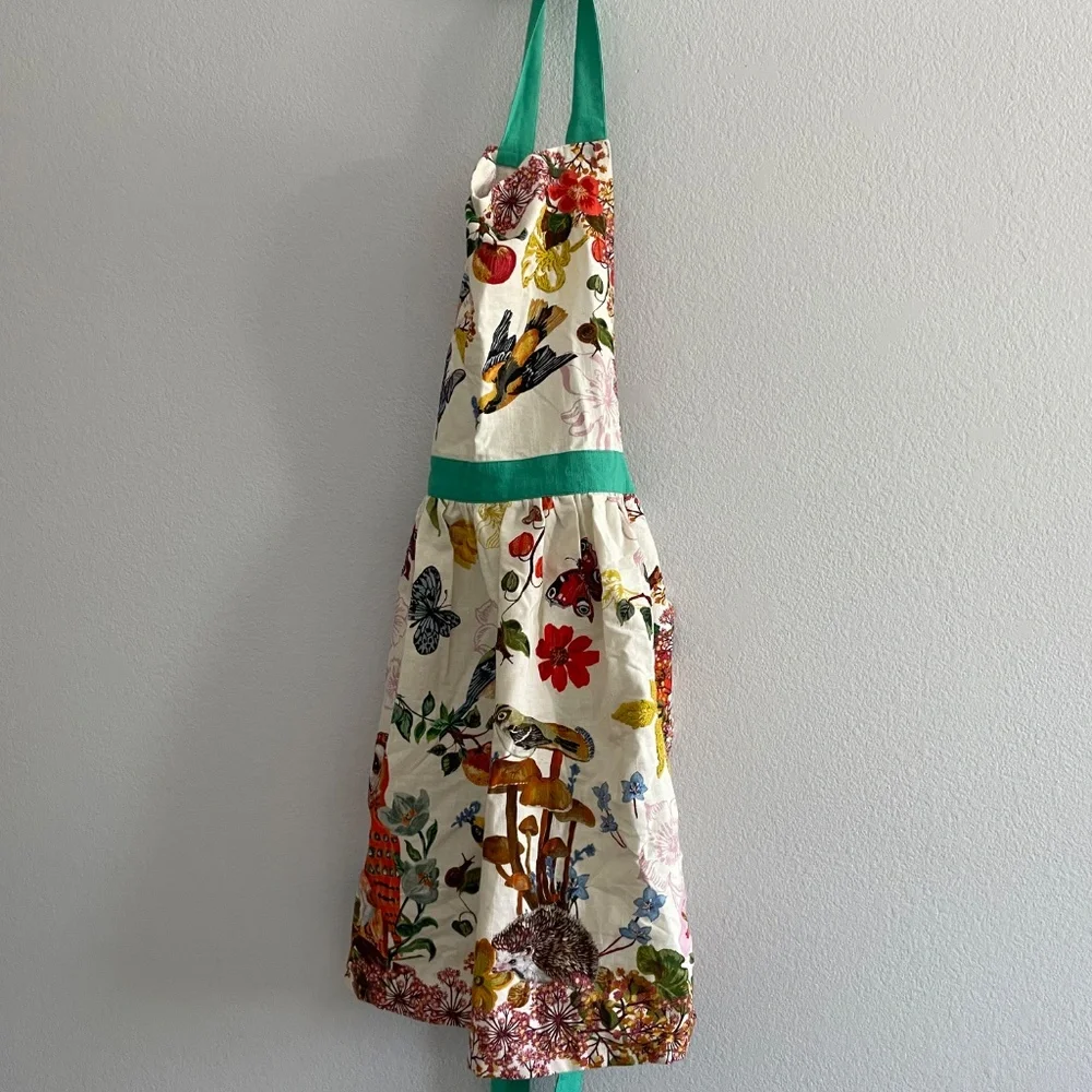 Anthropologie Nathalie Lete Embroidered Apron Woodland Animals Owl Mushrooms - Picture 7 of 10